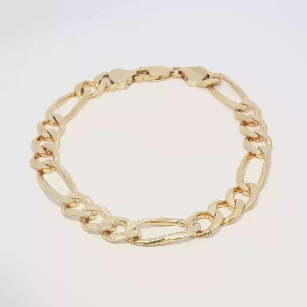 14K Gold Figaro Link Bracelet 8.5mm