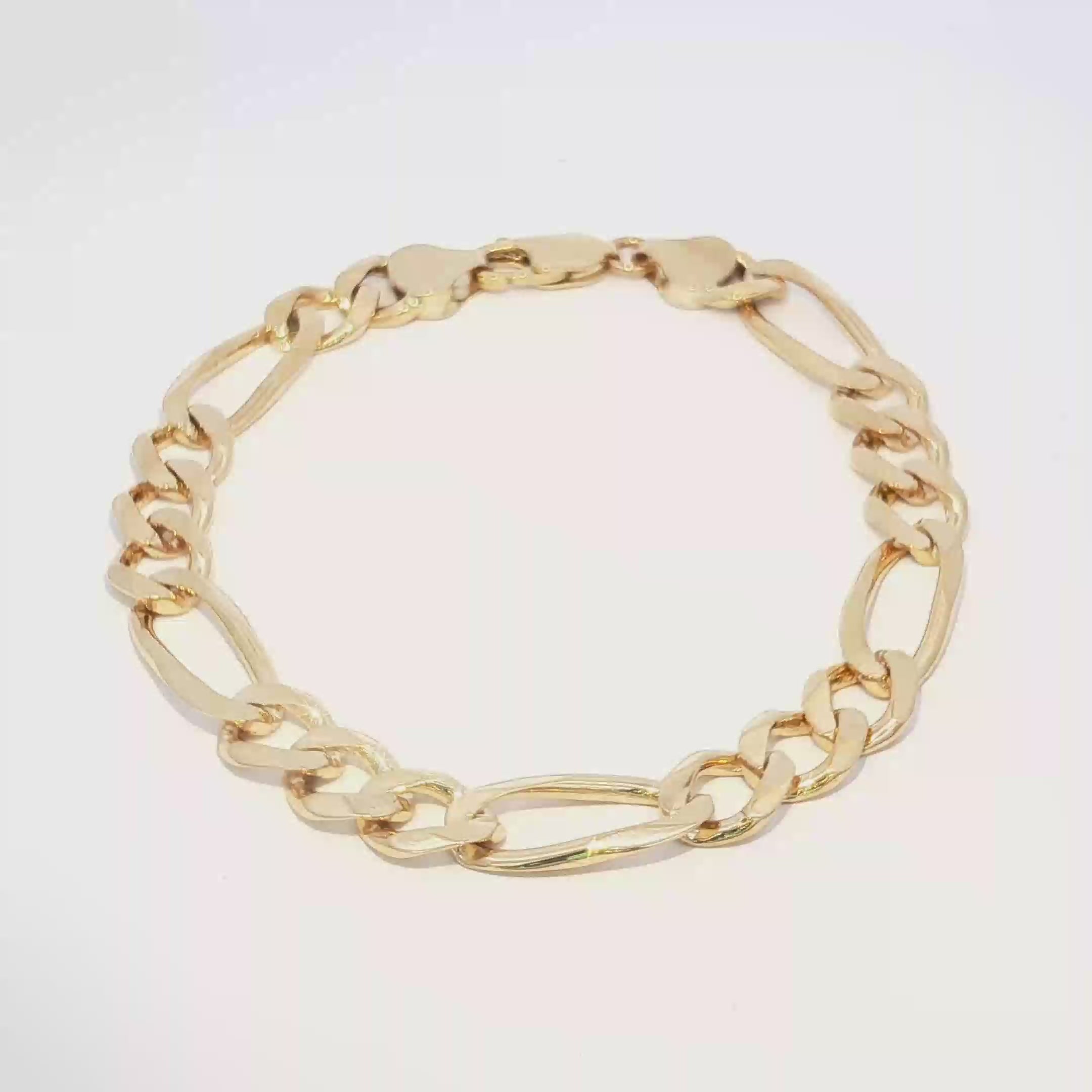 14K Gold Figaro Link Bracelet 8.5mm