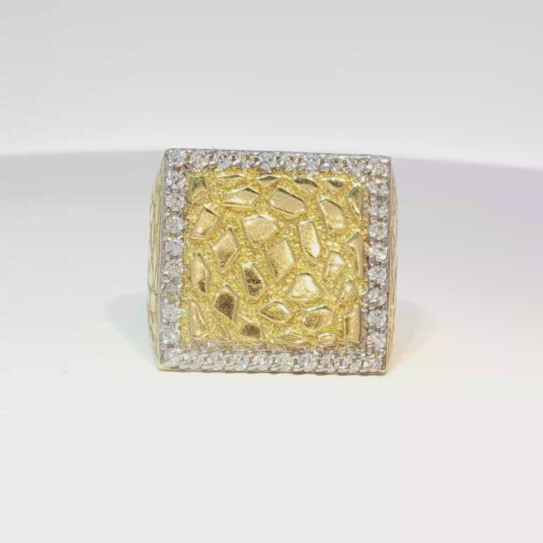14K Square Nugget With CZ