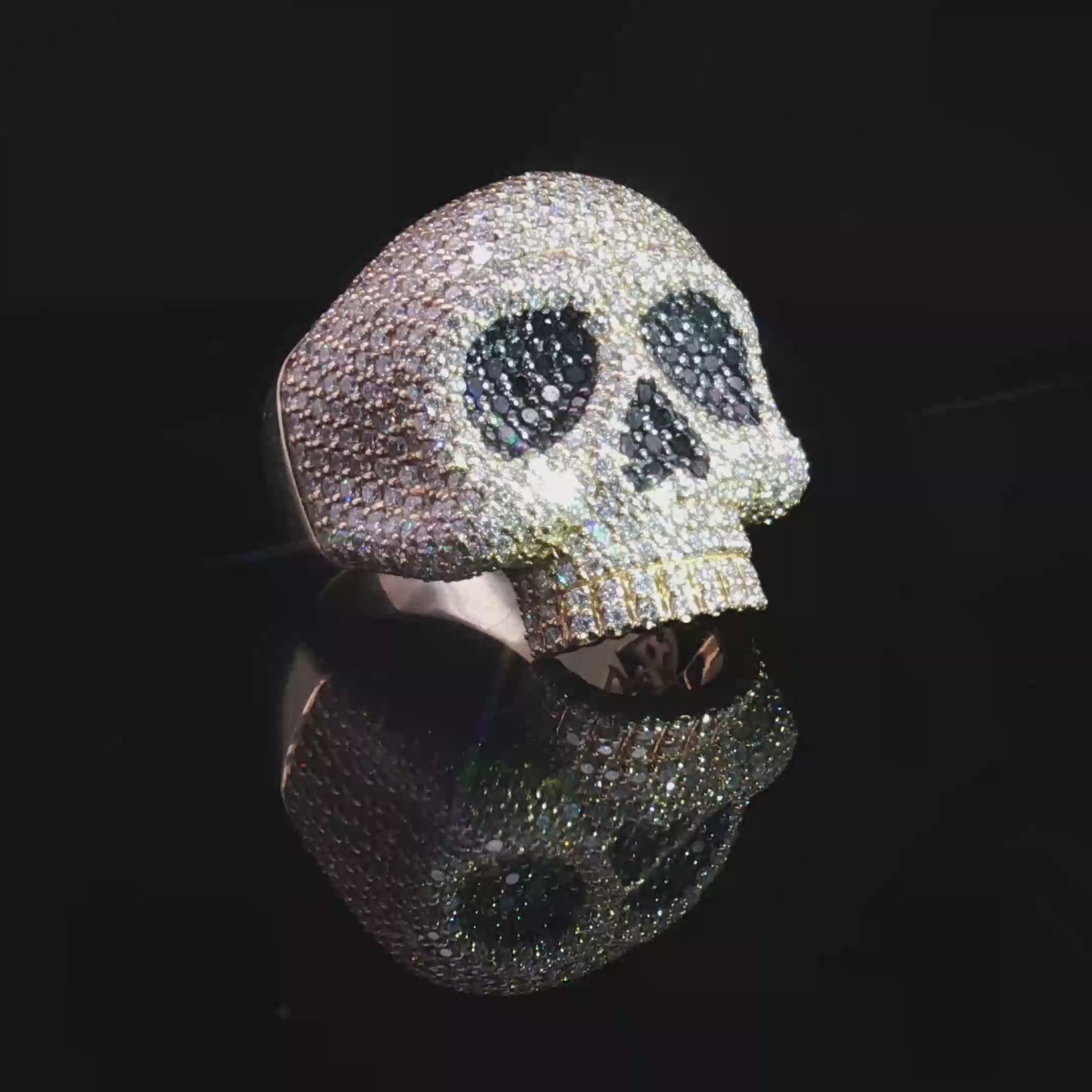 14K Natural Diamond Skull Ring