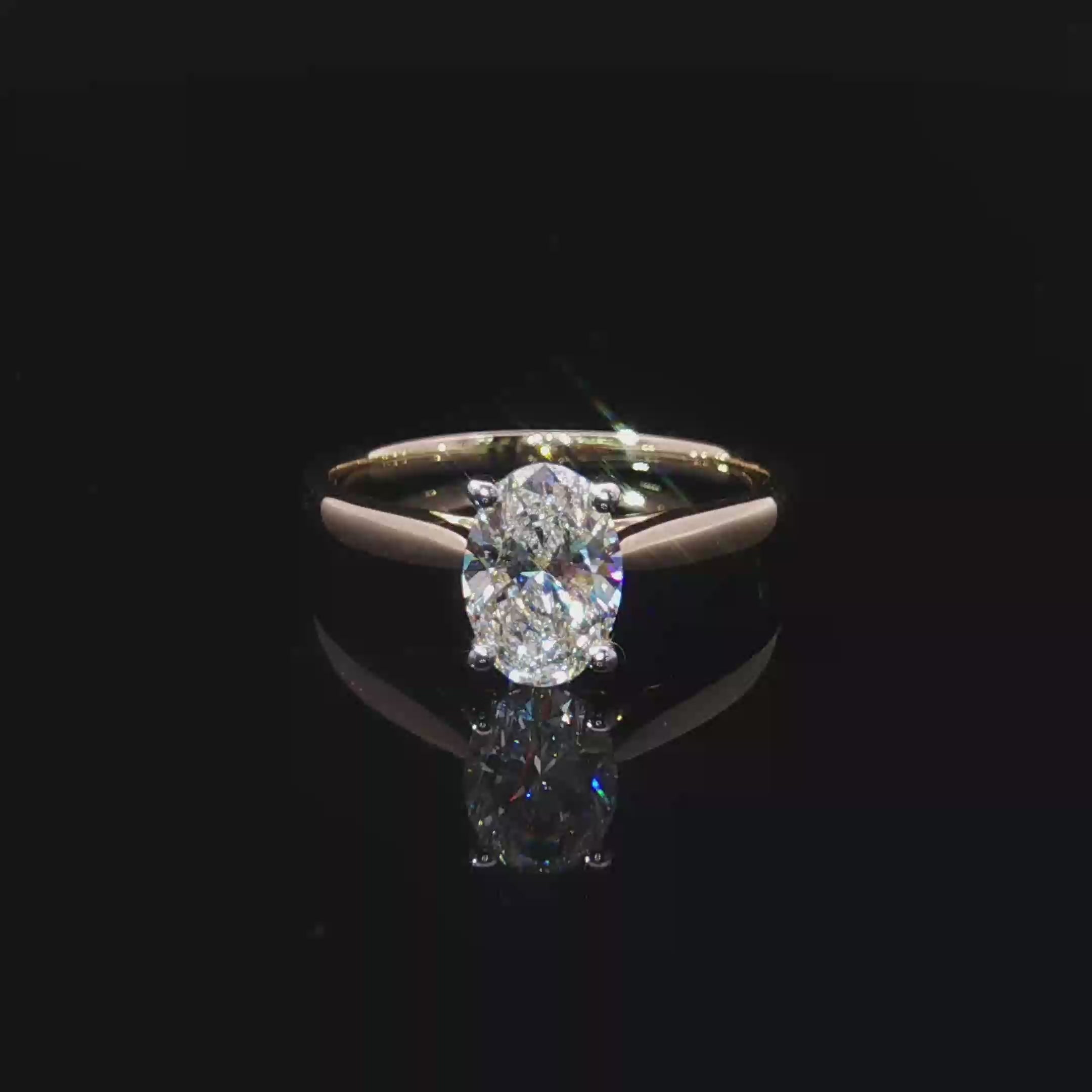 14K Yellow Gold Solitaire Ring Oval Cut Diamond