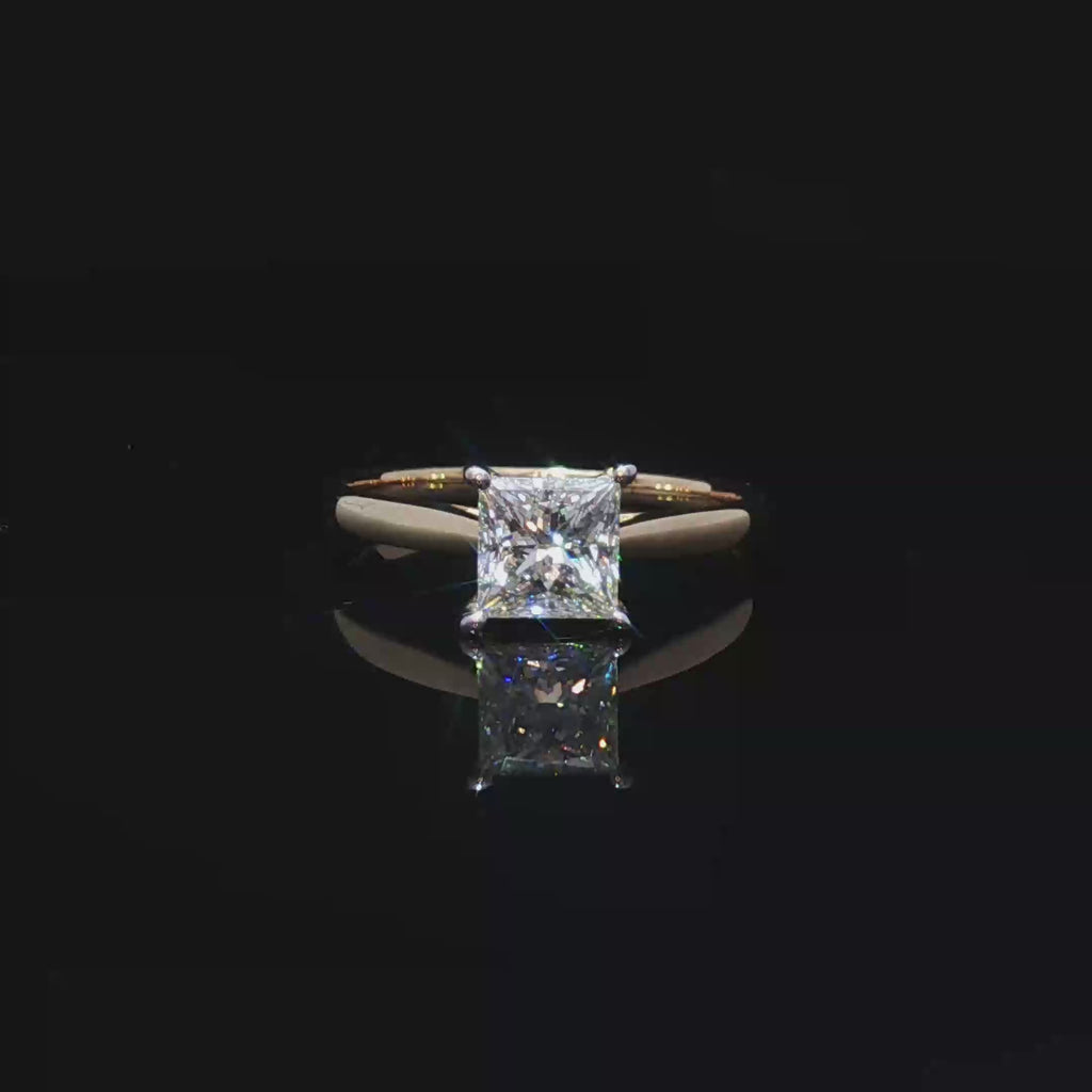 Princess Cut Diamond Solitaire Ring in Yellow Gold