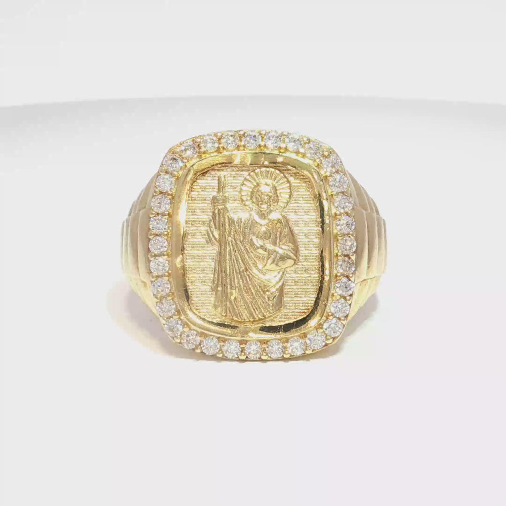 14K San Judas Signet Ring