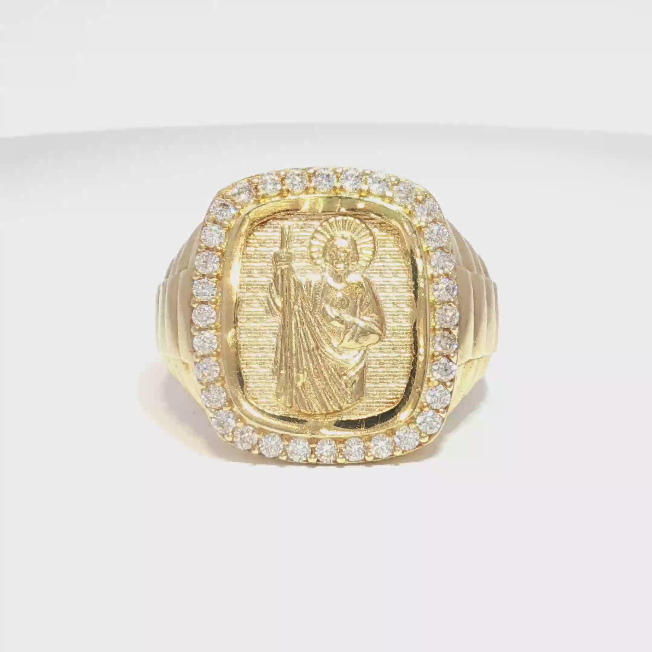 14K San Judas Signet Ring