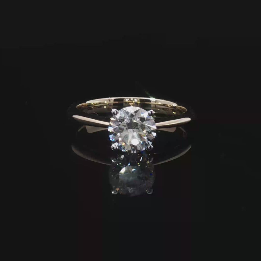 14K Solitaire Ring with Round Cut Diamond