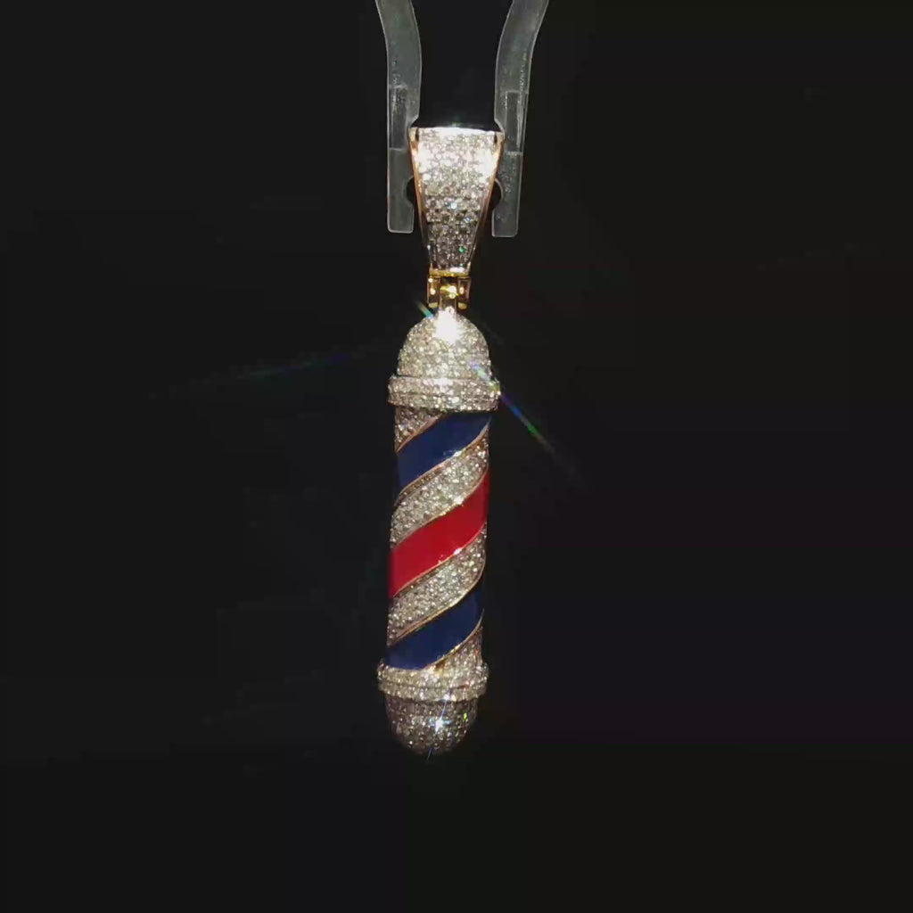 10K Diamond Barber Pole Pendant