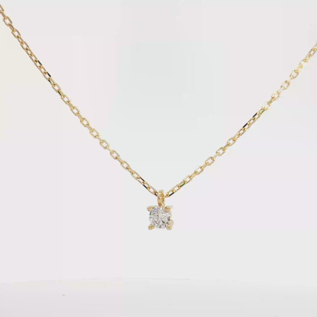 Delicate Yellow Gold Necklace with Square Brilliant CUT CZ Pendant