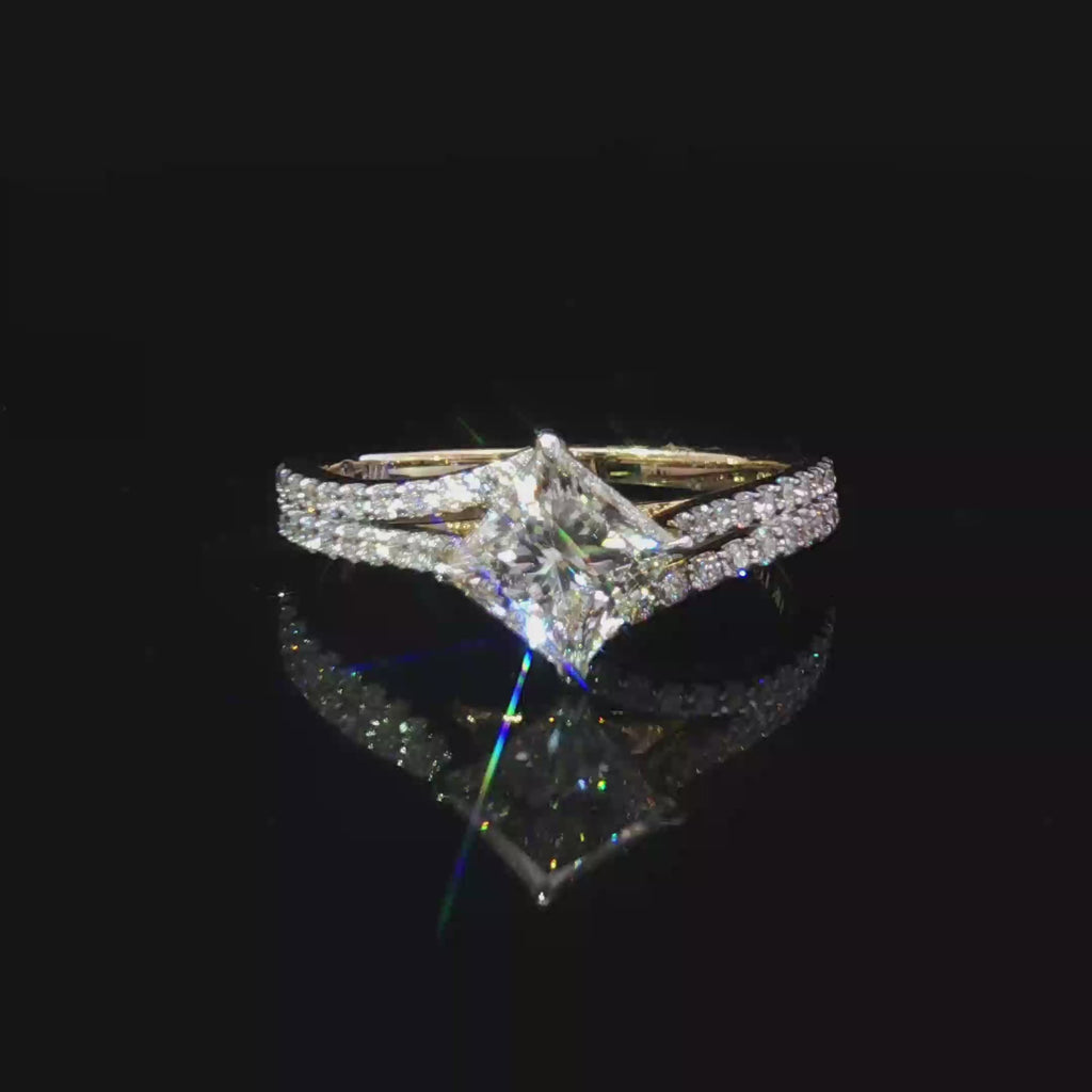 14K Multi-Stone Ring with Princess Cut Diamond