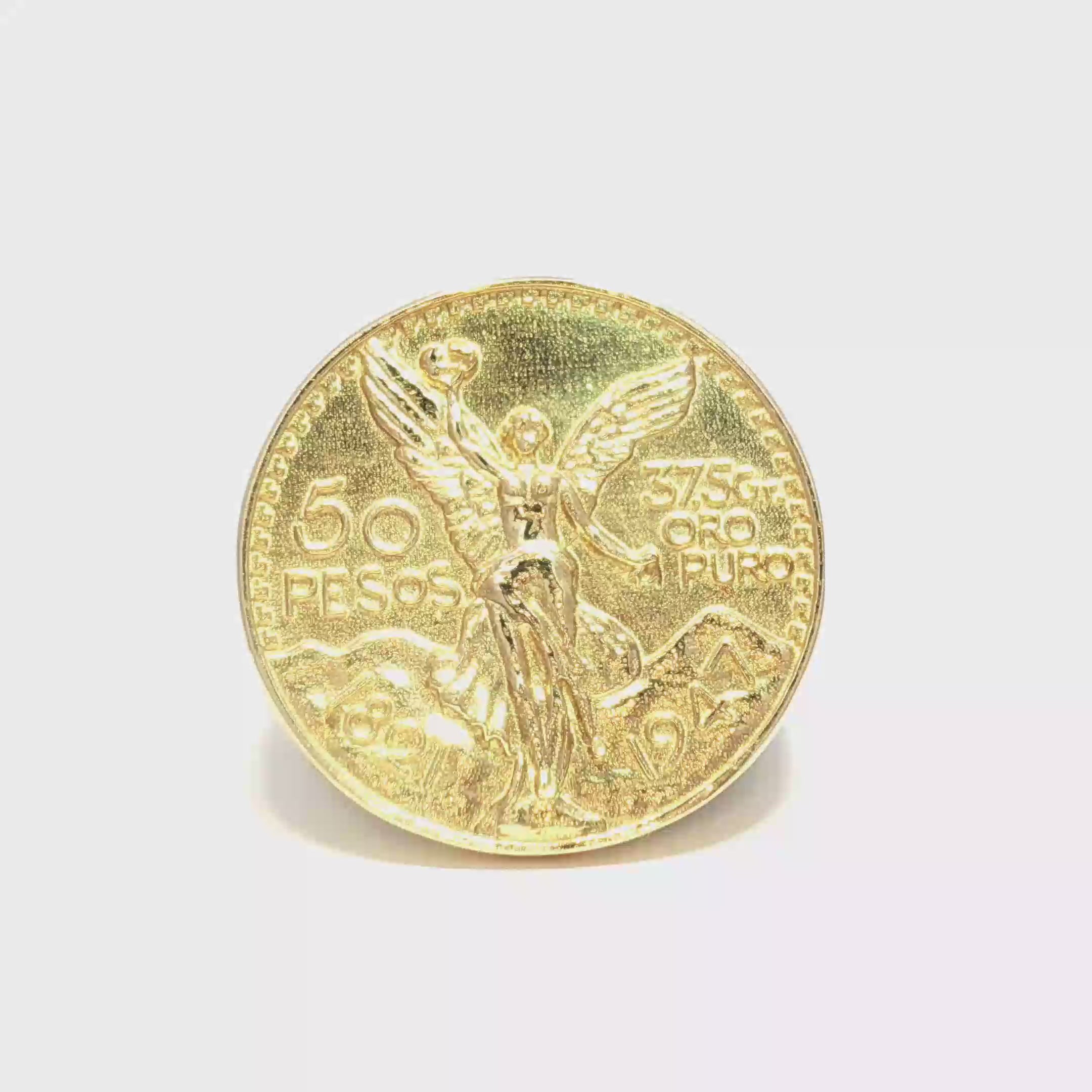 14K Large Centenario Ring