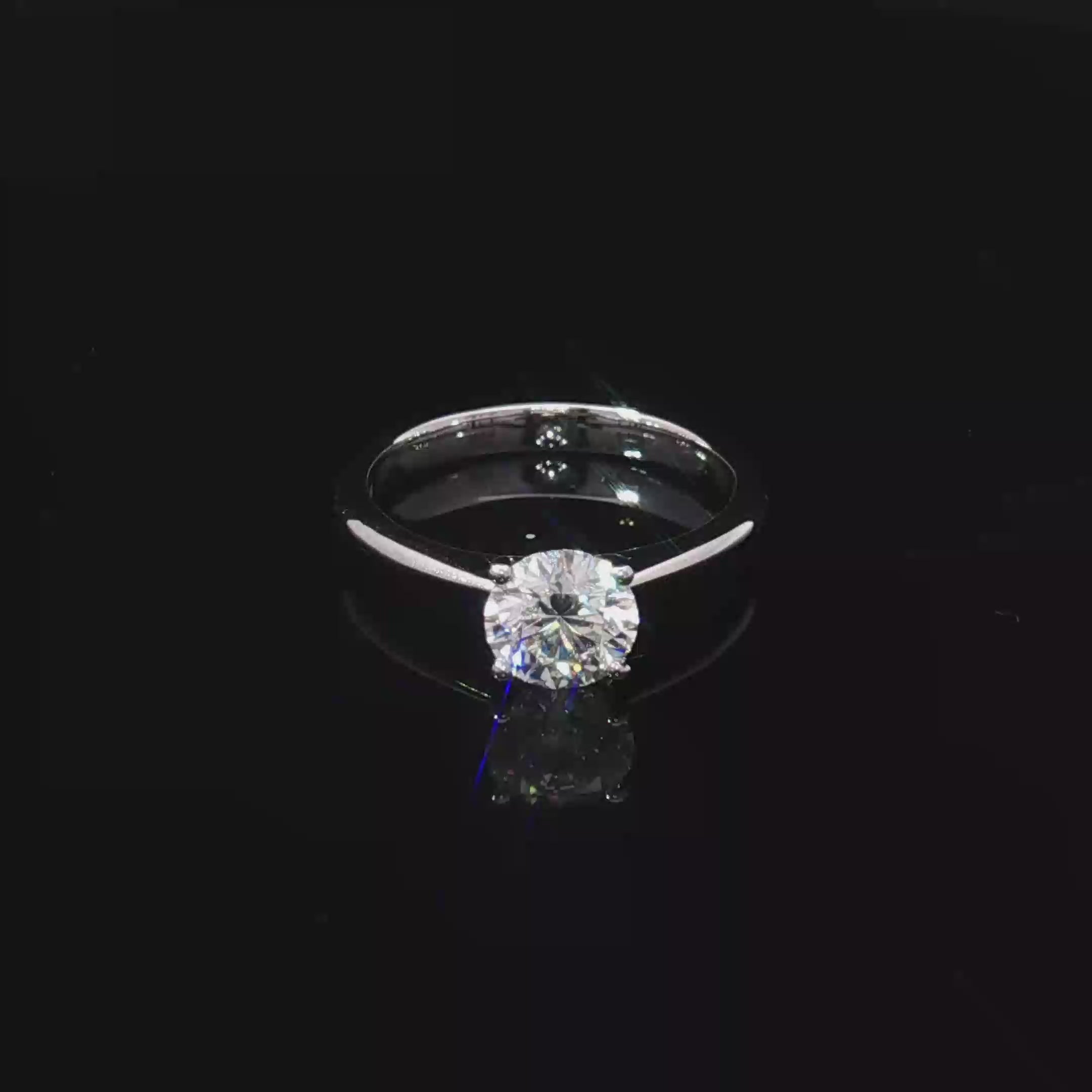 14K White Gold Solitaire Ring with Round Brilliant Cut Diamond