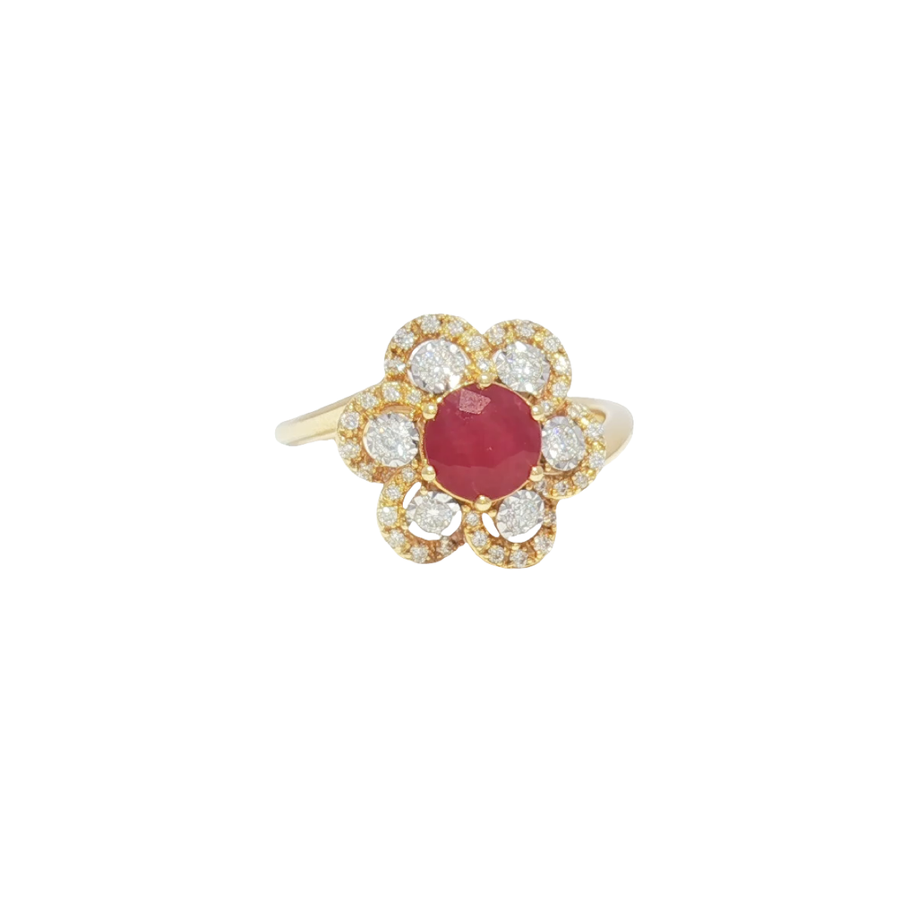 14K Cocktail Ring with Round Cut Ruby