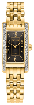 Citizen Petite Palidoro Black Dial Gold-Tone Stainless Steel Watch EG7112-59E