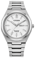 Citizen Zenshin White Dial Super Titanium Bracelet Watch AW0130-85A