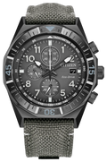 Citizen Nighthawk Gray Dial Nylon Strap Chronograph Watch CA0897-04H