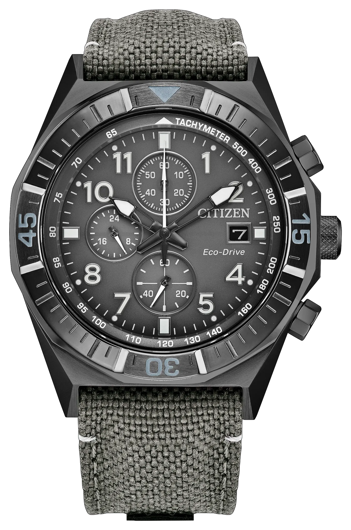 Citizen Nighthawk Gray Dial Nylon Strap Chronograph Watch CA0897-04H
