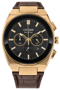 Citizen Axiom Rose Gold-Tone Stainless Steel Leather Chronograph Watch CA4583-01E