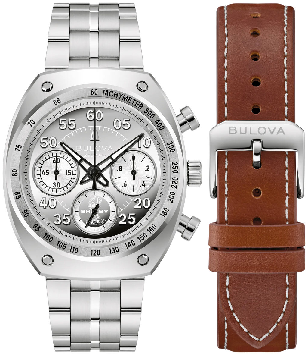 Bulova Shelby Racer Chronograph Silver-Tone Dial Stainless Steel Men's Watch 96K118