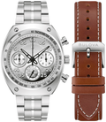 Bulova Shelby Racer Chronograph Silver-Tone Dial Stainless Steel Men's Watch 96K118